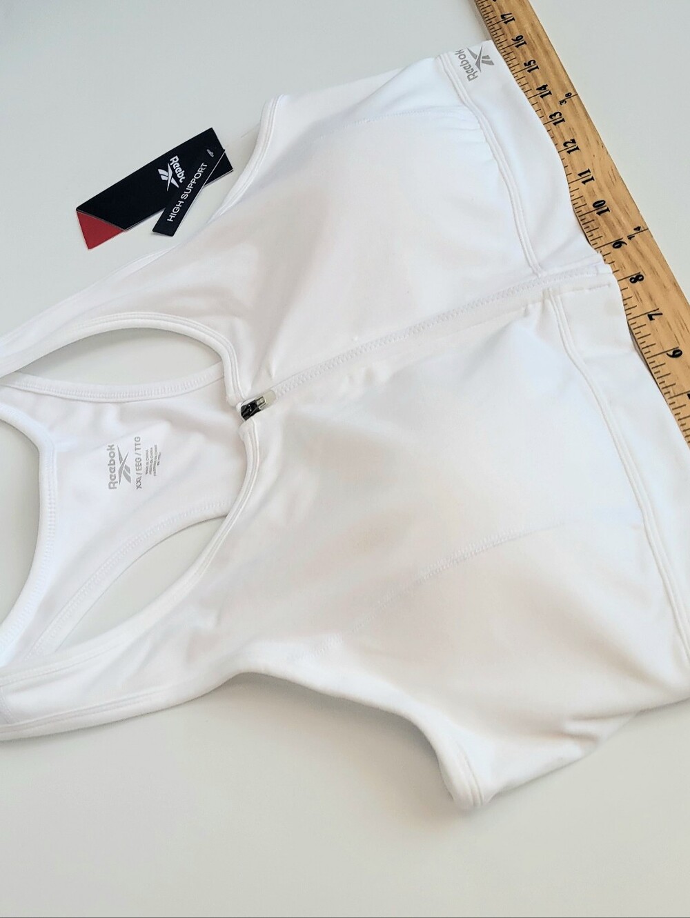 REEBOK Performer Zip Front Bra Size XXL White High Support W/Padded Cups NEW - Picture 10 of 10